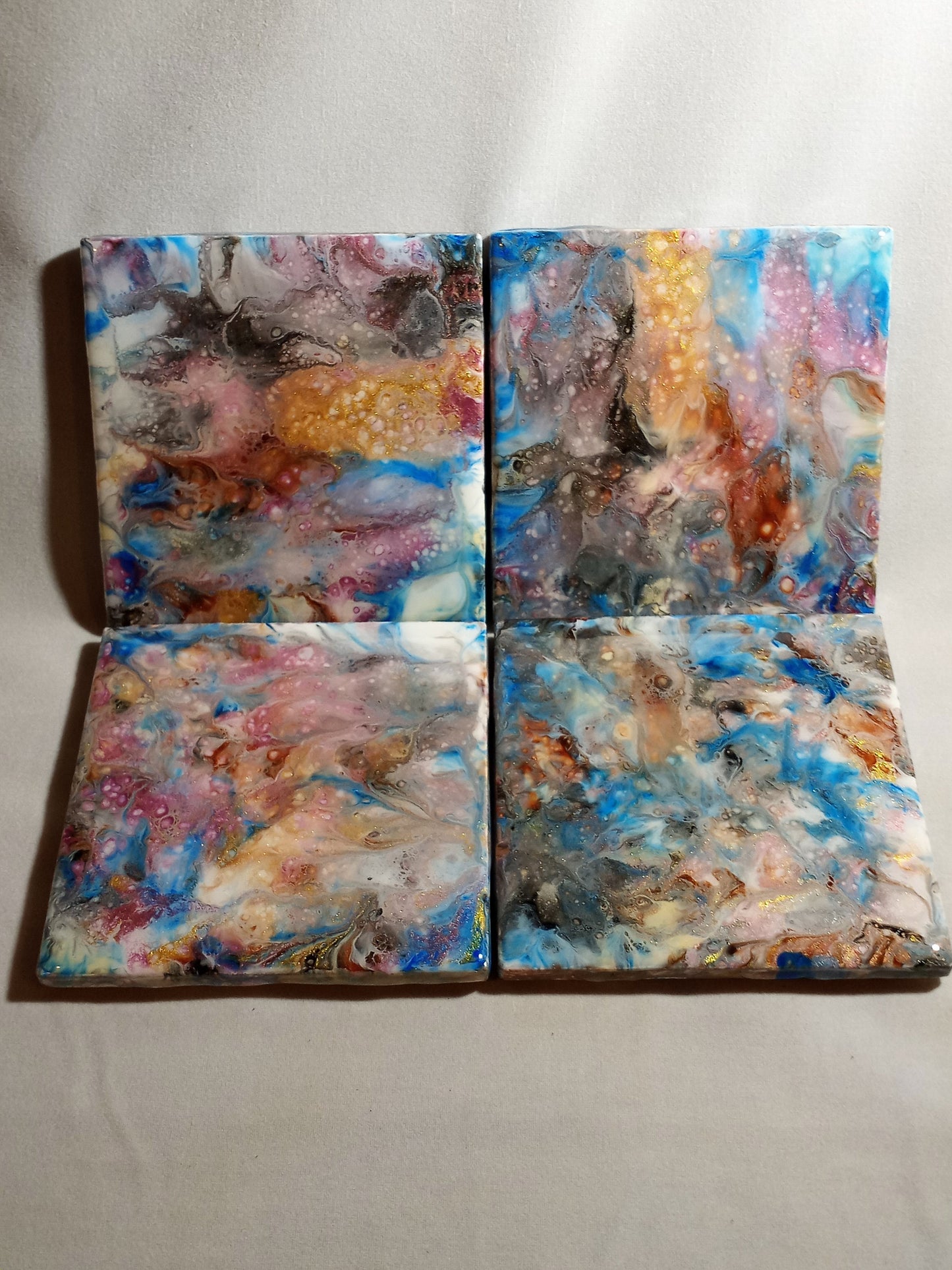 Square Ceramic Coasters; Set of 4